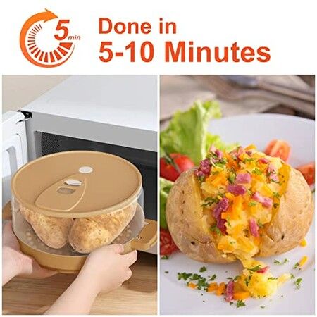 Microwave Potato Cooker Cooks in Minutes Tender 8-Inch Baked Potato Steamer Easy to Clean Dishwasher