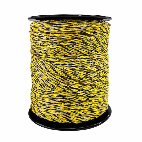 Electric Fence Poly Wire Tape Portable Temporary Fencing Polywire 400 Meters 2.3mm 9 Stainless Steel Strands Cattle Sheep Goats Horses Yellow and Black