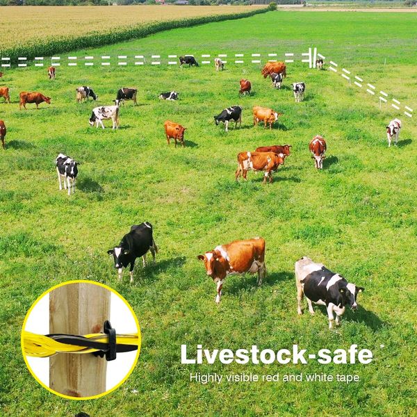 Electric Fence Poly Wire Portable Temporary Fencing Polywire 2500 Meters 2.3mm 9 Stainless Steel Strands Cattle Sheep Goats Horses Yellow and Dark