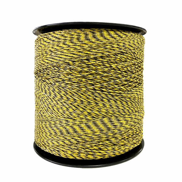 Electric Fence Poly Wire Portable Temporary Fencing Polywire 2500 Meters 2.3mm 9 Stainless Steel Strands Cattle Sheep Goats Horses Yellow and Dark