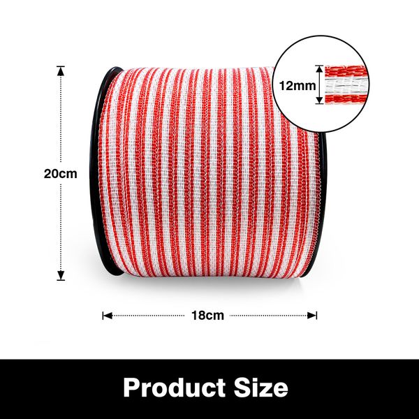 Electric Fence Poly Wire Tape 500 Meters 12mm Portable Temporary Fencing Polywire 5 Stainless Steel Strands Cattle Sheep Goats Horses