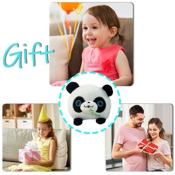 10 CM Reversible Plushie Panda Stuffed Animal Toys Mood Plush Double-Sided Flip Show Your Mood (1 Pack-Panda)