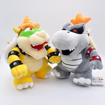 25 CM Bowser Plush Bowser Toy Maro Plush All Star Collection Stuffed Animals Plush Toys-Gray