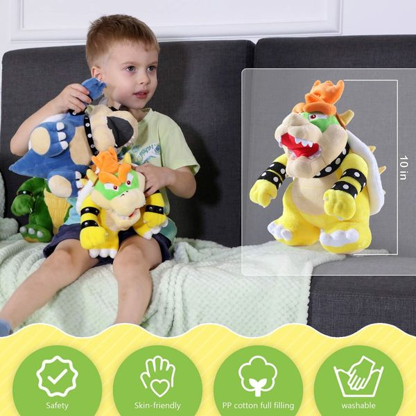 25 CM Bowser Plush Bowser Toy Maro Plush All Star Collection Stuffed Animals Plush Toys-Yellow