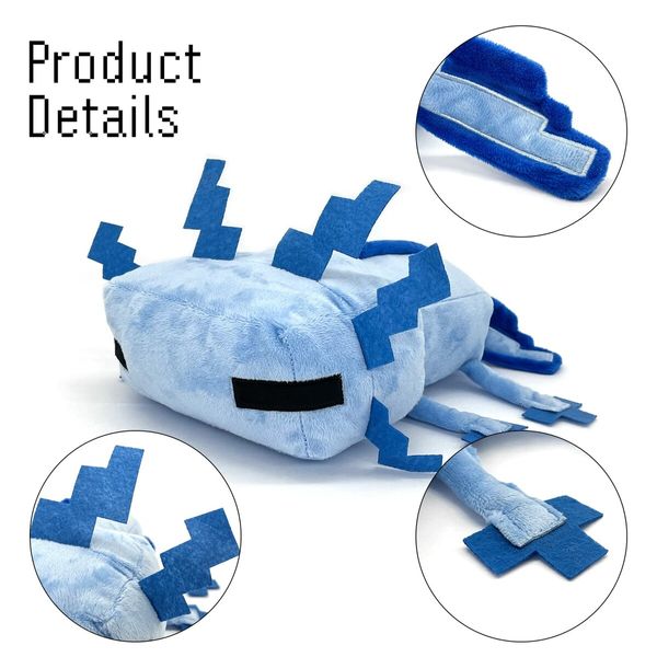 Axolot Plush Plush Stuffed Toy Soft Throw Pillow Decorations for Video Game Kids Birthday Party Favor Preferred Gift (Blue)