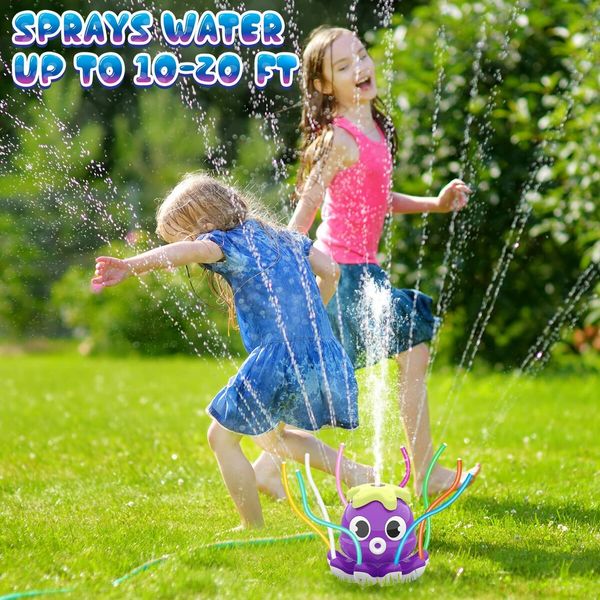 Outdoor Water Sprinkler for Kids Boys, Summer Outdoor Toys with 8 Ripple Tubes, Attaches to Garden Hose