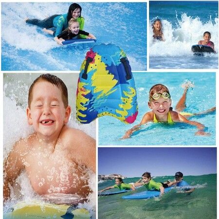 Inflatable Surf Board with Learn Swim Beach Safety Theme Surfing Swimming Summer Fun Toy for Kids Adults