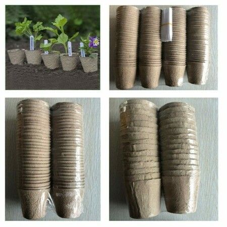 25P Biodegradable Pots for Seedlings & Seed Starter Nursery Pots Organic Plantable Pots