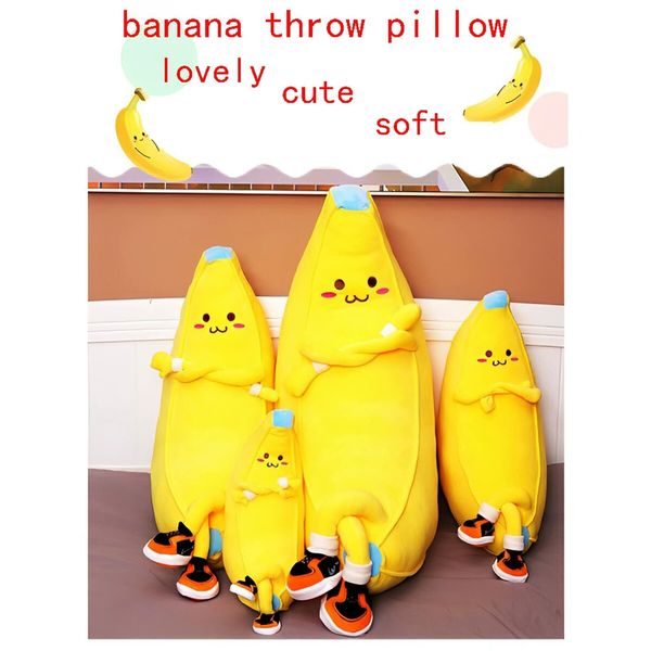 50 CM Banana Stuffed Animal Cute Fruit Plushie Hugging Pillow Long Plush Toys Sleeping Doll Gift for Birthday, Valentine, Christmas