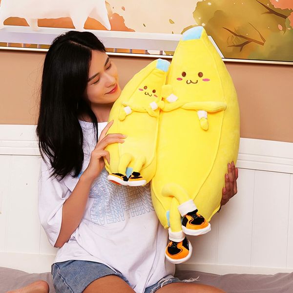 50 CM Banana Stuffed Animal Cute Fruit Plushie Hugging Pillow Long Plush Toys Sleeping Doll Gift for Birthday, Valentine, Christmas