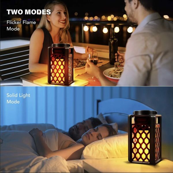 Outdoor Wireless Bluetooth Speaker with Torch Light Waterproof LED Flame Lantern Speaker for Party Garden Camping (1 Pack)