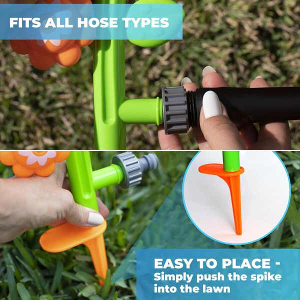 Outdoor Water Spray Sprinkler Cute Lawn Spinning Flower Kids Sprinkler Wiggle Tubes for Summer Days Attaches to Garden Age 3+