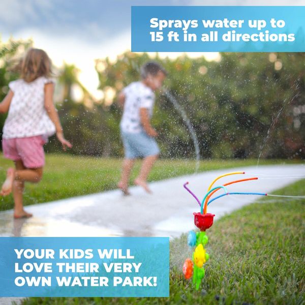 Outdoor Water Spray Sprinkler Cute Lawn Spinning Flower Kids Sprinkler Wiggle Tubes for Summer Days Attaches to Garden Age 3+