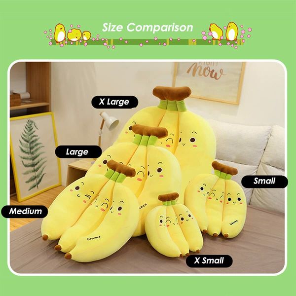 45 CM Banana Plush Pillow A Bunch of Bananas Plush Stuffed Toy Plushie Banana Hugging Pillow Gift for Birthday Valentine Christmas(1 Pack)