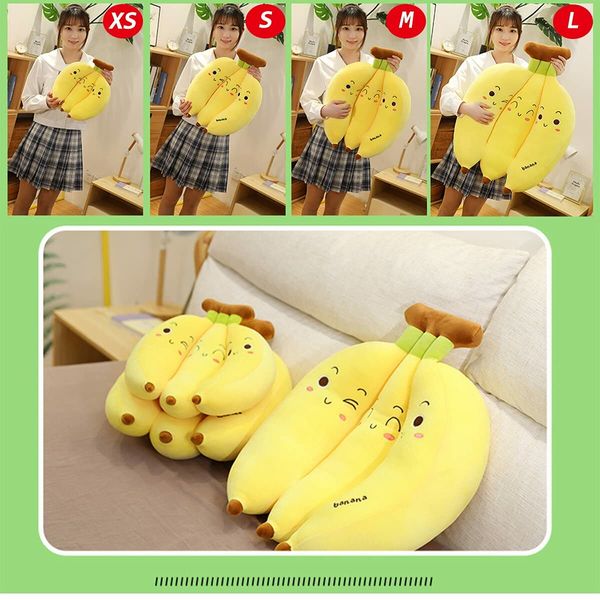 45 CM Banana Plush Pillow A Bunch of Bananas Plush Stuffed Toy Plushie Banana Hugging Pillow Gift for Birthday Valentine Christmas(1 Pack)