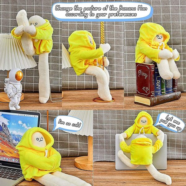 Banana Man Doll Plush Weird Plushies Creative Stuffed Toy with Multiple Funny Poses Banana Toy Man Birthday Christmas Party Gift(Yellow)