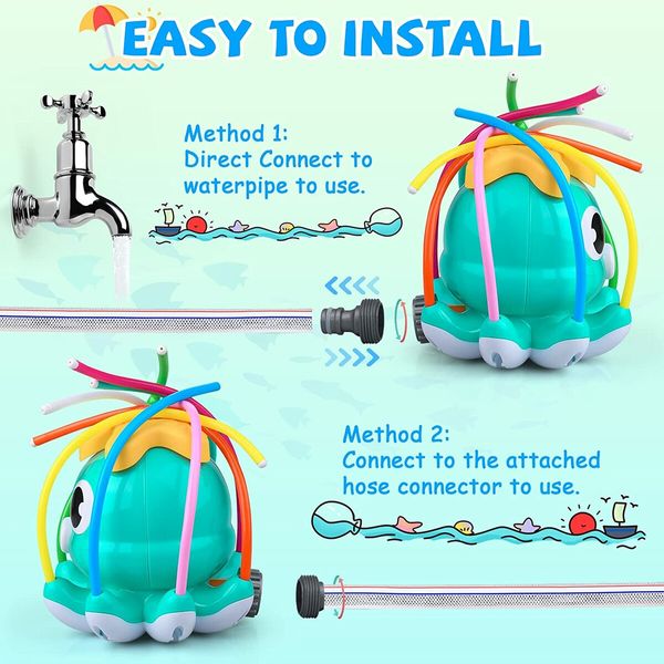 Octopus Water Spray Sprinkler for Kids, Garden Outdoor Backyard Splash Water Play Toys