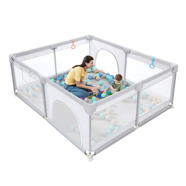 Baby Playpen Pen Fence Playground Activity Centre Safety Enclosure Gate Barrier Play Room Yard 150x180cm