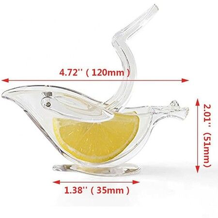 New Acrylic Manual Lemon Slice Squeezer, Portable Transparent Fruit Juicer, Elegance Bird Shape, Hand Juicer for Orange Lemon Lime Pomegranate