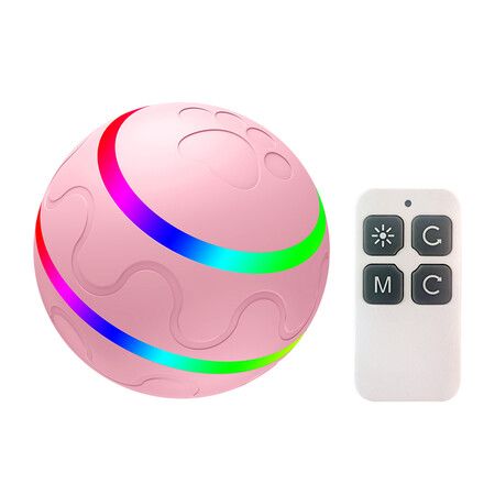 Dog Toy Balls Bounce Interactive Toy for Dogs - Electric Dog Toy - Robust Dog Ball Dog Toy Ball for Large Dogs with LED Lights (Pink)