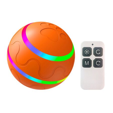 Dog Toy Balls Bounce Interactive Toy for Dogs - Electric Dog Toy - Robust Dog Ball Dog Toy Ball for Large Dogs with LED Lights (Orange)