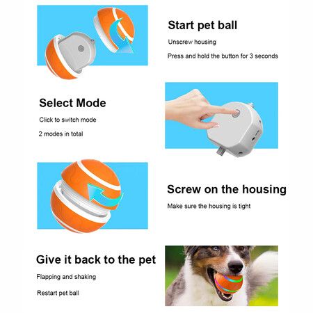 Dog Toy Balls Bounce Interactive Toy for Dogs - Electric Dog Toy - Robust Dog Ball Dog Toy Ball for Large Dogs with LED Lights (Orange)