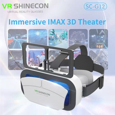 VR 3D Glasses, Virtual Reality Digital 3D Helmet, 7 Inches Large Screen Bluetooth Compatible with iOS /Android System, White