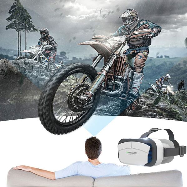 VR 3D Glasses, Virtual Reality Digital 3D Helmet, 7 Inches Large Screen Bluetooth Compatible with iOS /Android System, White