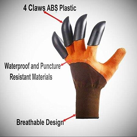 Claw Gardening Gloves for Planting, Famoy Garden Glove Claws Best Gift for Women (Brown)