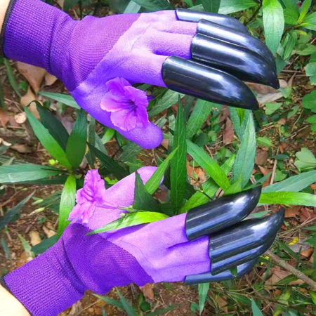 Claw Gardening Gloves for Planting, Famoy Garden Glove Claws Best Gift for Women (Purple)