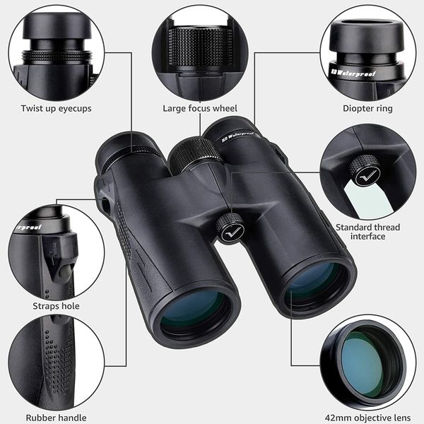 SV47 10X42 Binoculars, Compact Binoculars for Adults