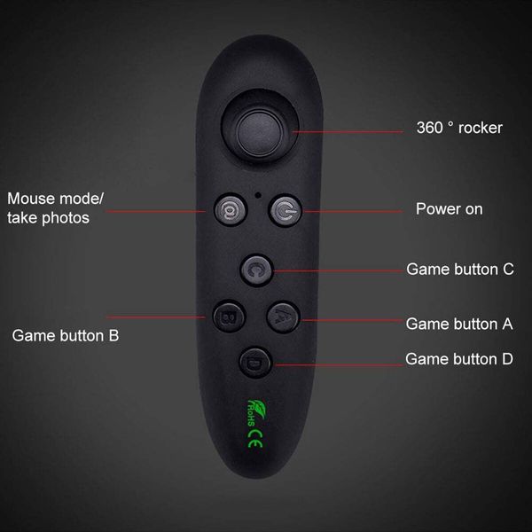 VR Telecomando Gamepad,Gamepad senza fili Bluetooth, telecomando Selfie, mouse wireless Gamepad 3D VR Occhiali  Phone PC TV Box Gioco,Selfie,Flip E-Book/PPT