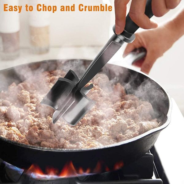 Meat Chopper, Ground Beef Masher, Heat Resistant Meat Masher for Hamburger Meat, Nylon Hamburger Chopper Utensil,  Mix and Chop Meat Masher Tool