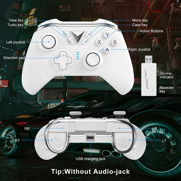 Wireless Controller Compatible with Xbox One PC gaming controller with cable