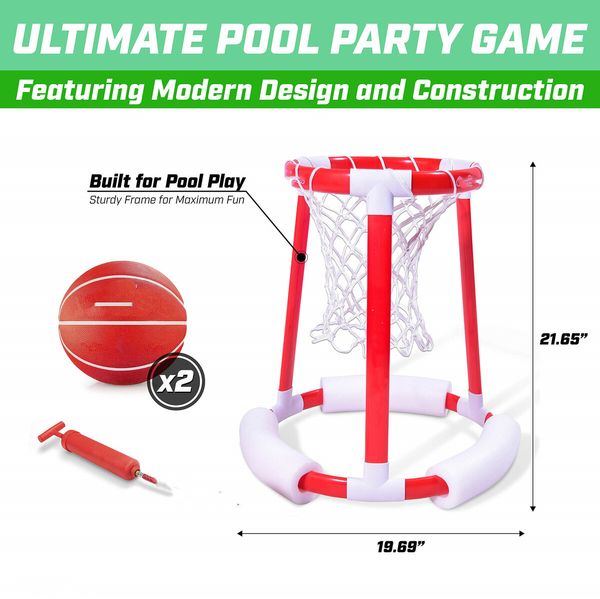 Floating Pool Basketball Game Summer Swimming Pool Toys Interactive Educational Water Play Set Toys For Kids(Red)