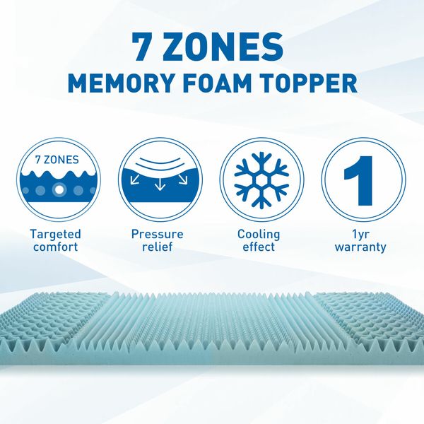 Queen Size Mattress Topper Cool Gel Memory Foam Bed Underlay 8CM with Bamboo Cover 