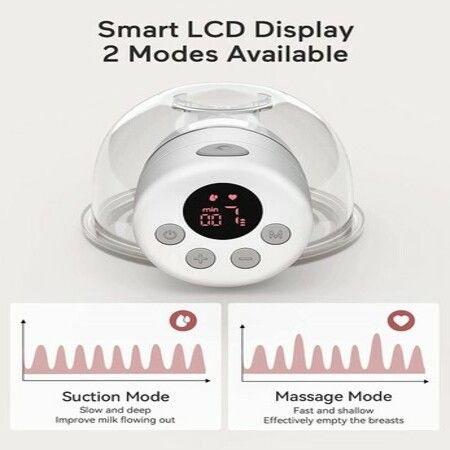 Wearable Breast Pump S12,LCD Hands-Free Pump,2 Mode & 9 Levels Adjustable for Comfortable Pumping,Low Noise & Painless Electric Breastfeeding Pump,24mm Flange (2Pcs)