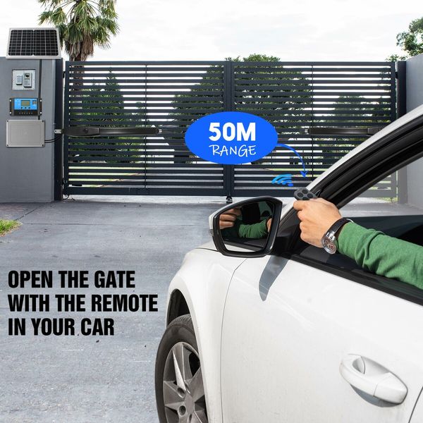 Solar Swing Gate Opener Automatic Double Door Motor Operator System Auto Opening 24V DC with Remote Controls