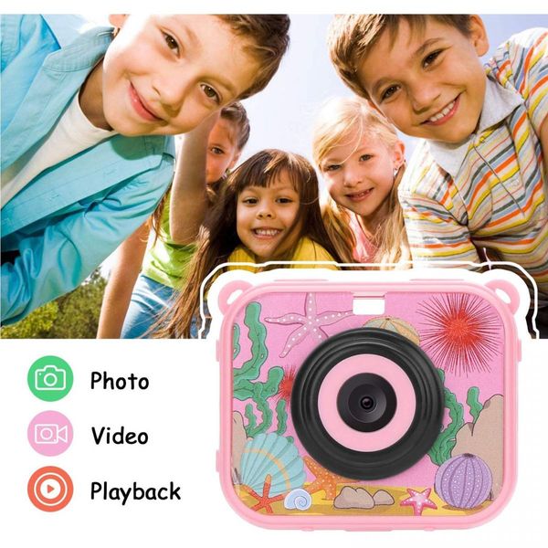 Kids Waterproof Camera, Kids Camera for Ages 3+, Camera for Kids Allows Underwater Use - Camcorder 1.77 Inch Screen (Pink)