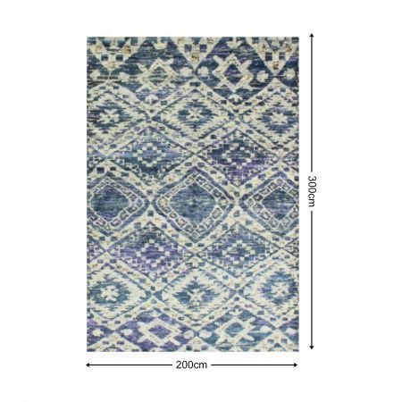 Large Area Rug Living Room Carpet Floor Mat Bedroom Non Slip Blue Nursery Office Dining Washable Retro 200x300cm