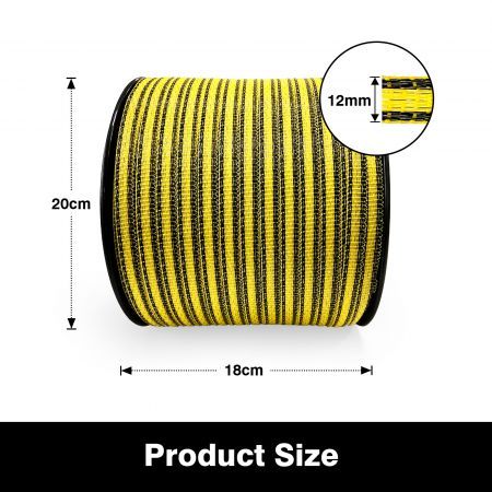 Electric Fence Poly Wire Tape 500 Meters 12mm Portable Temporary Fencing Polywire 5 Stainless Steel Strands Cattle Sheep Goats Horses Yellow and Dark