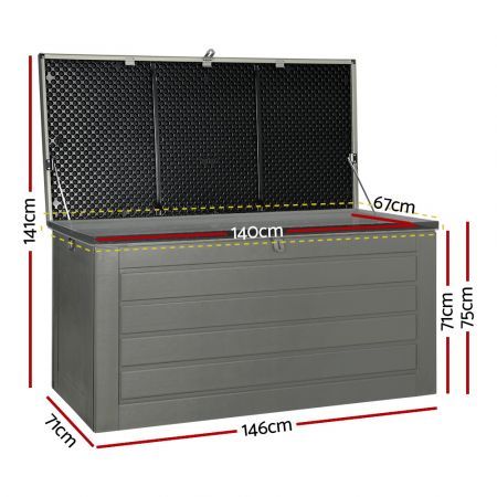 Gardeon Outdoor Storage Box 680L Container Lockable Garden Bench Tool Shed Black