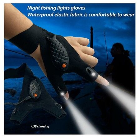 Led Flashlight Fishing Gloves Half Finger Tactical Gear Hunting Rescue Outdoor Cycling Gloves 1 Pair