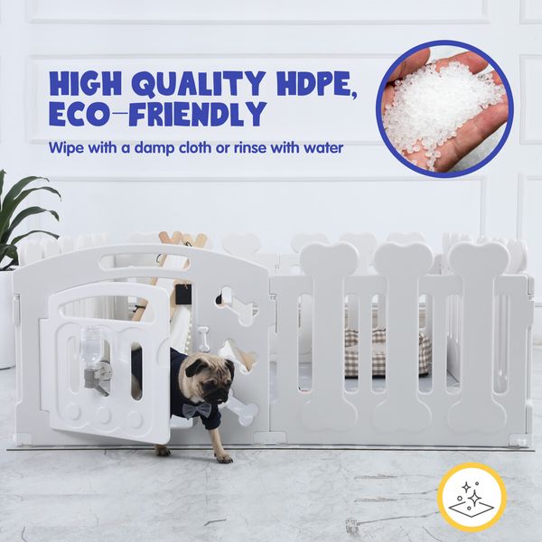 Dog Crate Pet Pen Cage Playpen Enclosure Puppy Kennel Outdoor Indoor Cat Exercise Whelping Box Plastic Portable White