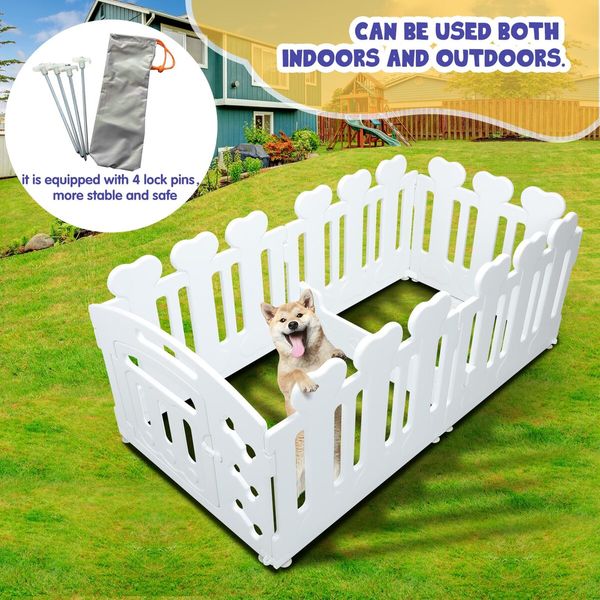 Dog Crate Pet Pen Cage Playpen Enclosure Puppy Kennel Outdoor Indoor Cat Exercise Whelping Box Plastic Portable White