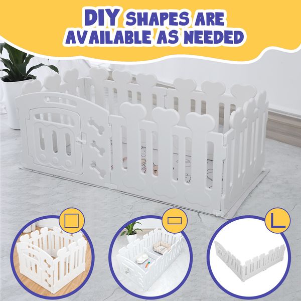 Dog Crate Pet Pen Cage Playpen Enclosure Puppy Kennel Outdoor Indoor Cat Exercise Whelping Box Plastic Portable White