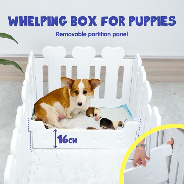 Dog Crate Pet Pen Cage Playpen Enclosure Puppy Kennel Outdoor Indoor Cat Exercise Whelping Box Plastic Portable White