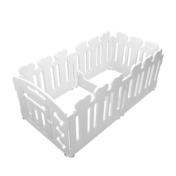 Dog Crate Pet Pen Cage Playpen Enclosure Puppy Kennel Outdoor Indoor Cat Exercise Whelping Box Plastic Portable White