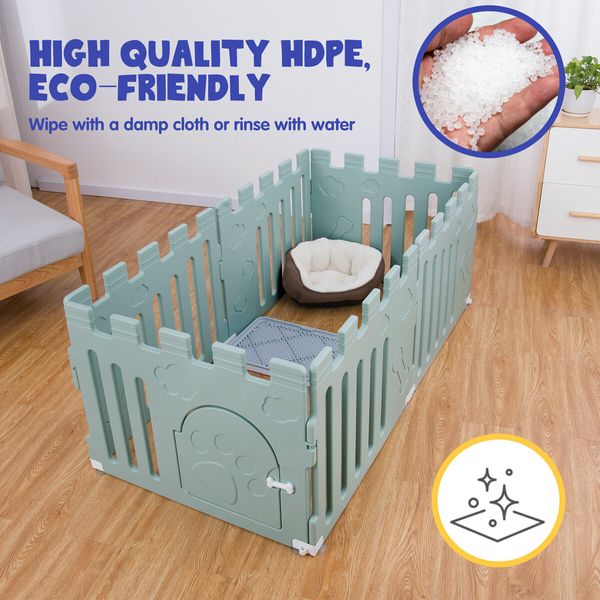 Dog Crate Pet Pen Cage Puppy Enclosure Playpen Exercise Indoor Outdoor Kennel Whelping Box Plastic Portable Green