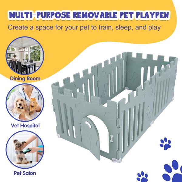 Dog Crate Pet Pen Cage Puppy Enclosure Playpen Exercise Indoor Outdoor Kennel Whelping Box Plastic Portable Green